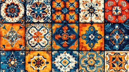 Colorful geometric tile patterns showcasing intricate designs in vibrant hues