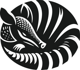 Armadillo curled up sleeping peacefully silhouette animal vector