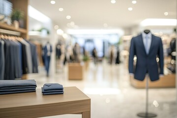 Fototapeta premium Luxury Menswear Boutique: Stylish Suits and Shirts on Display