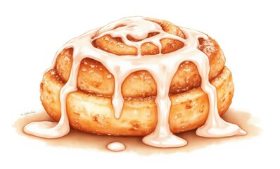 Delicious cinnamon roll with icing