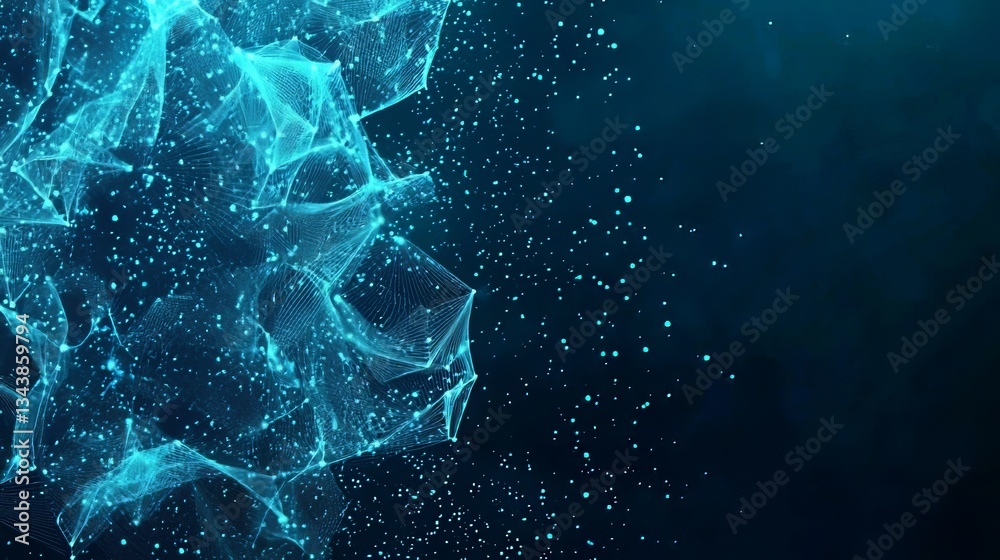 Poster protecting internet network connections with abstract cybersecurity concepts and digital data protec