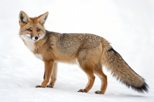 pampas fox on white background wild anima