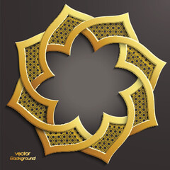 Abstract 3D round infographic golden shape with arabesque design