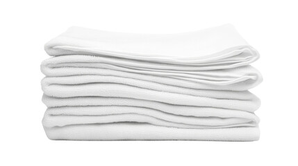 Clean Linen Stack: A neat stack of folded, pristine linen sheets, evoking a sense of freshness, comfort, and cleanliness, perfect for illustrating themes of home, lifestyle, and hospitality.