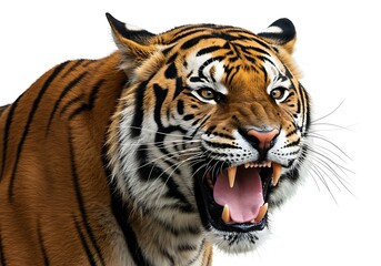 Obraz premium Close-up of a Bengal Tiger with Open Jaw. Generative Ai