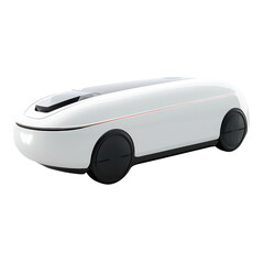 Futuristic Autonomous Delivery Pod Design on a white background.