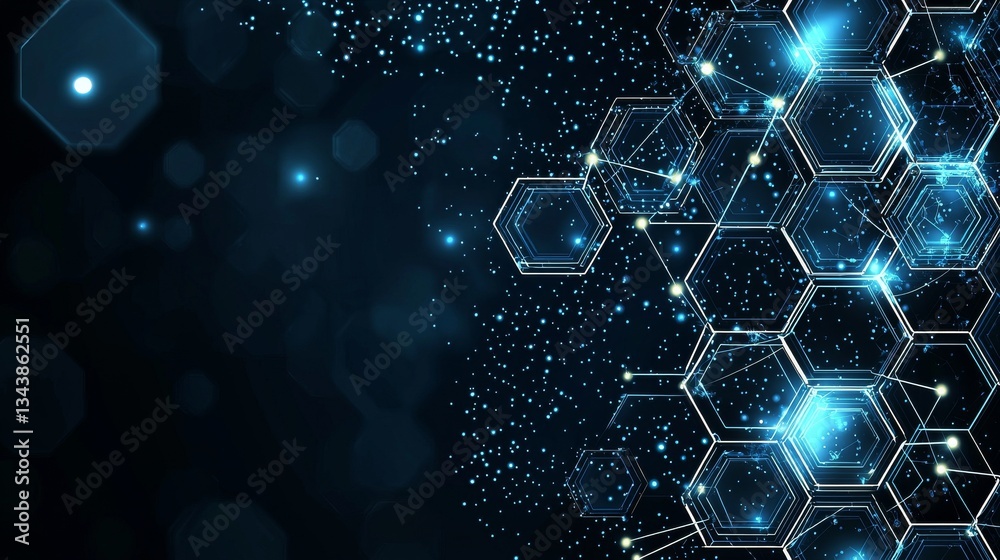 Poster abstract futuristic hexagons and circuit boards serve as a representation of high computer technolog