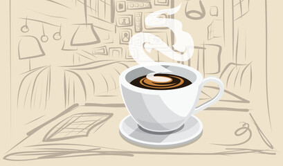 coffee shop badge in vintage style illustration