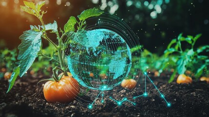 Futuristic agriculture is becoming more efficient with the help of AI data analysis icons, which support digitized, sustainable, and eco-friendly harvesting concepts in a hyper-realistic environment