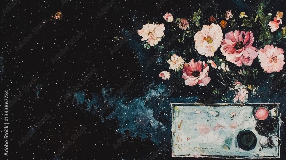 Wall mural a deep space backdrop filled with stars provides the setting for a breathtaking view of the milky wa