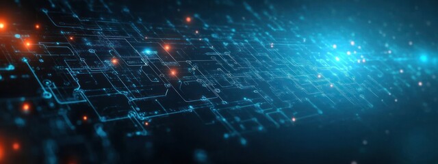 Obraz premium Futuristic Digital Network Interface Minimalistic Design Cyberpunk Style Innovation Technology Flow Chart Concept