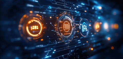 Obraz premium Futuristic Technology Innovation AI 2025 Business Cyber Digital Machine Learning Development