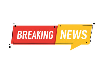 Breaking News Banner with Red and Blue Speech Bubble Design