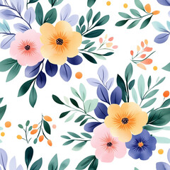 seamless pattern Soft floral watercolor pattern with vibrant