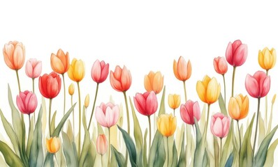 Colorful Tulips Blooming in Spring
