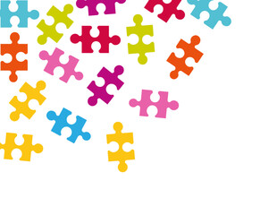  Corner of colorful jigsaw puzzle piece