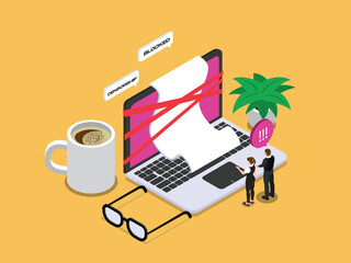 Internet Censorship and Content Blocking 3d flat vector illustrations