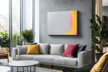White Rectangular Frame Above Side Table in Cozy Room