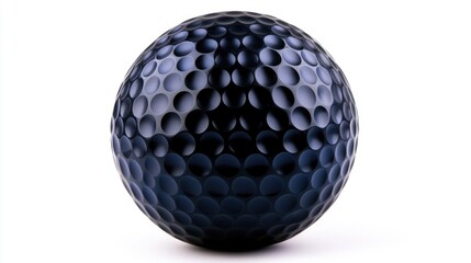 Golfing action with a black golf ball indoor studio setting focused on texture and design