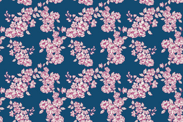 Seamless floral pattern with burgundy detailed flower clusters on a dark  background. Elegant and sophisticated design ideal for fabric, stationery, wallpapers, and fashion projects.