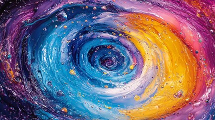 A swirling vortex of neon liquid colors blending together