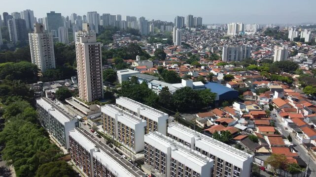 Flight over Morumbi in Sao Paulo. High quality 4k footage