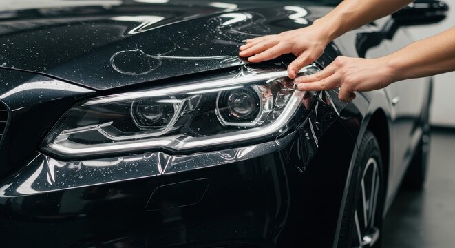 Applying protective film on car headlight for enhanced durability
