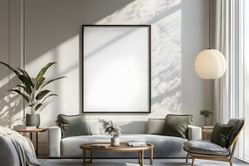 Minimalist Living Room with Frame Mockup