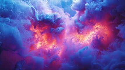 A luminescent neon ink explosion frozen in time