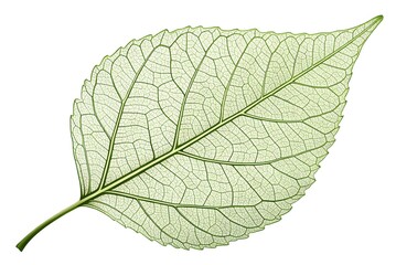Detailed Close-up of a Single Green Leaf with Intricate Veins
