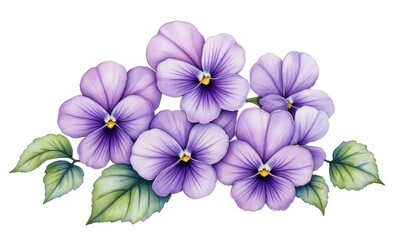 Purple Violets With Delicate Leaves