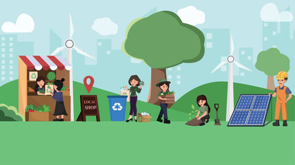 Sustainable City Living: A Community Engaged in Renewable Energy, Recycling, and Eco-Friendly Practices
