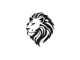 Lion Head Silhouette Vector Style.  Monochrome Lion Head Logo. Lion silhouette vector illustration.