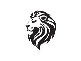 Lion Head Silhouette Vector Style.  Monochrome Lion Head Logo. Lion silhouette vector illustration.