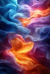 Obraz premium Dynamic Abstract Colorful Waves Pattern with Blue Green Purple Pink Gradient Texture Artistic Design
