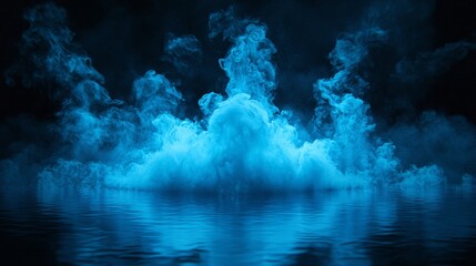 Fototapeta premium A glowing splash of phosphorescent ink radiating in darkness