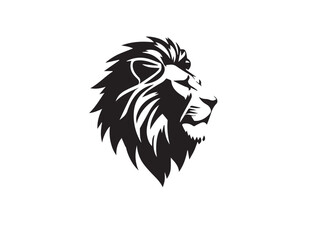 Lion Head Silhouette Vector Style.  Monochrome Lion Head Logo. Lion silhouette vector illustration.