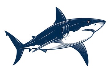 Fototapeta premium Realistic Illustration of a Great White Shark Swimming in Ocean