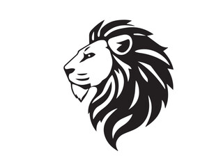 Lion Head Silhouette Vector Style.  Monochrome Lion Head Logo. Lion silhouette vector illustration.
