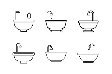 bathroom icon line art vector illustration