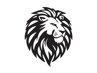 Lion Head Silhouette Vector Style.  Monochrome Lion Head Logo. Lion silhouette vector illustration.