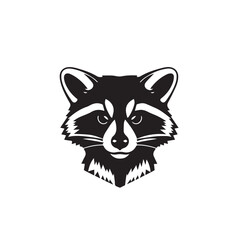 Black racoon silhouette isolated on white background. Racoon logo design. Vector illustration.