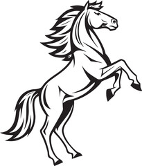 Horse cut out silhouette. rearing up black mustang  - standing horse side view vector silhouette