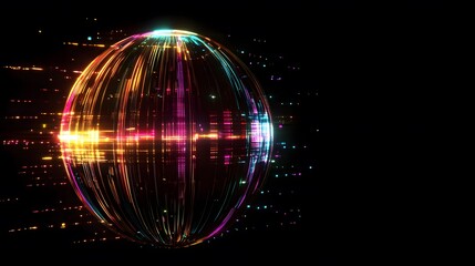 Obraz premium Vibrant Abstract Sphere with Colorful Light Trails and Particles
