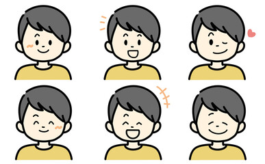 笑顔のイラストセット　黄色の服を着た人物