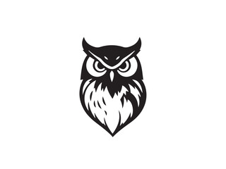 Owl silhouette on white background. Owl logo design. Owl silhouette vector illustration.