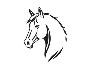 Horse head silhouette on white background. Horse logo design. Vector illustration.