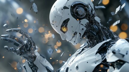 Fototapeta premium Creative abstract future technology and AI concept. 3D Rendering