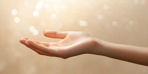 Elegant Hand Reaching Out with Soft Background and Sunshine Glow