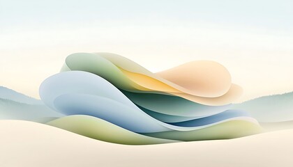 Abstract Pastel Landscape for Fluid Forms.
